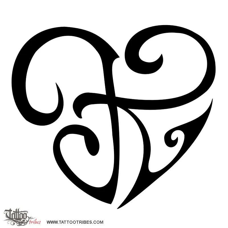 Tattoo image of F+K heart, Unione, love
