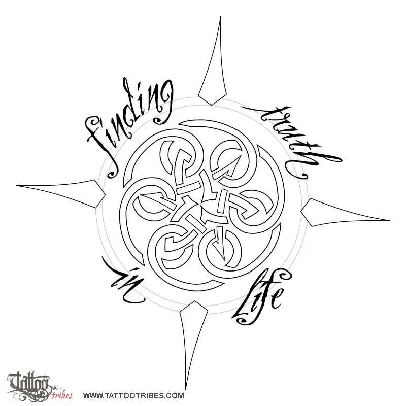 Stencil outline of Compass, Finding truth