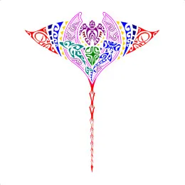 Polynesian manta ray tattoo for upper
back