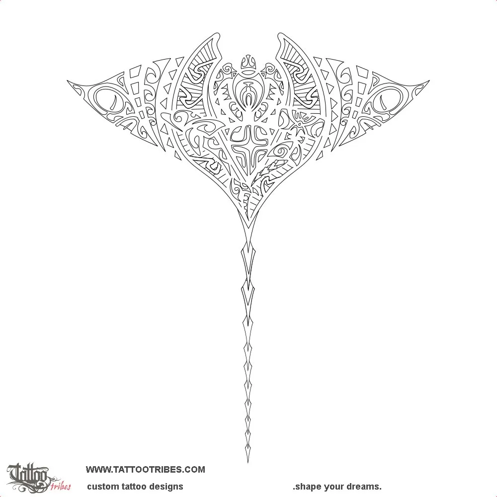 Stencil outline of Whai repo, Eagle ray