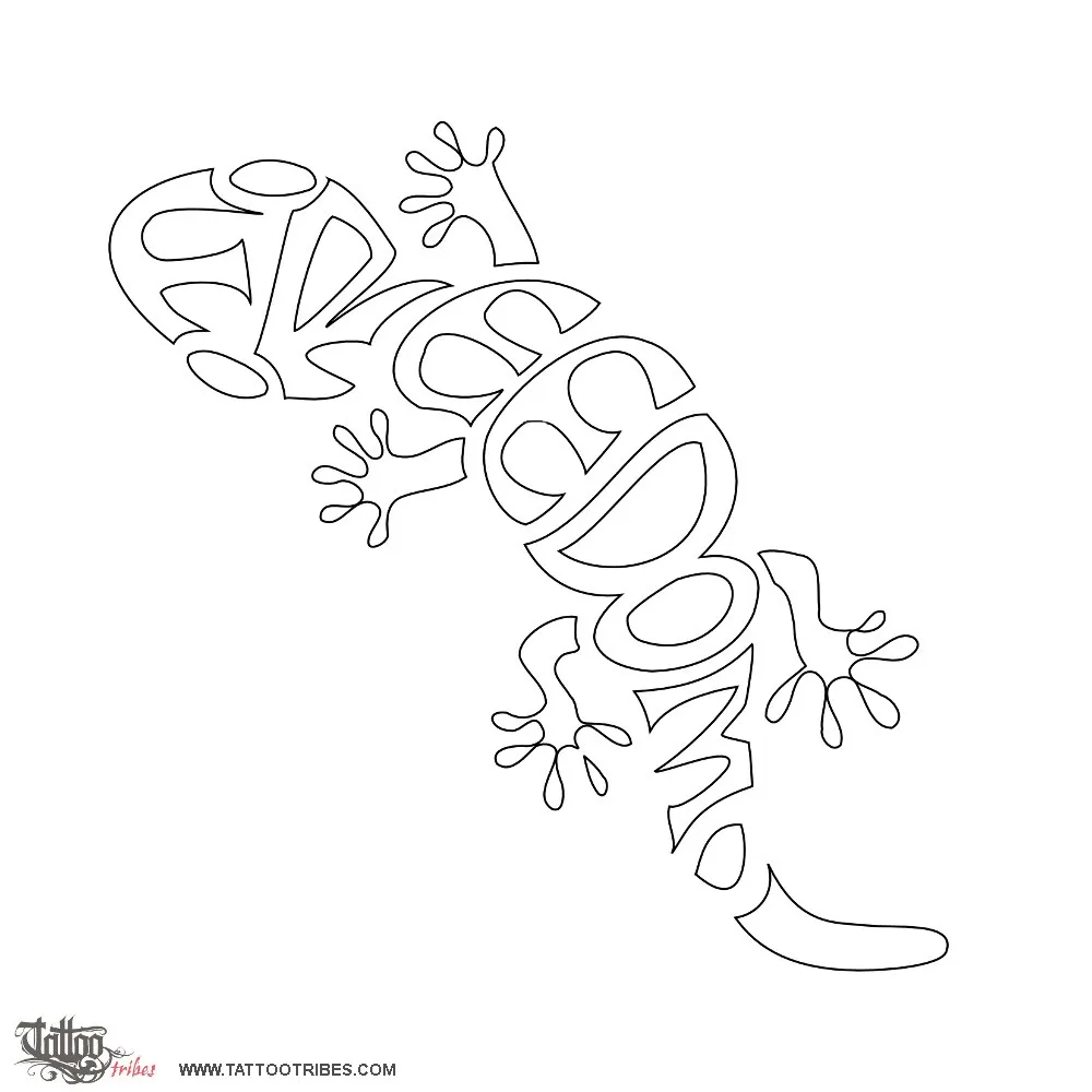 Stencil outline of Freedom gecko, Freedom, climbing