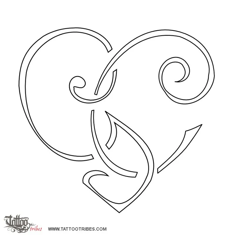 Stencil outline of G+C heart, Bond