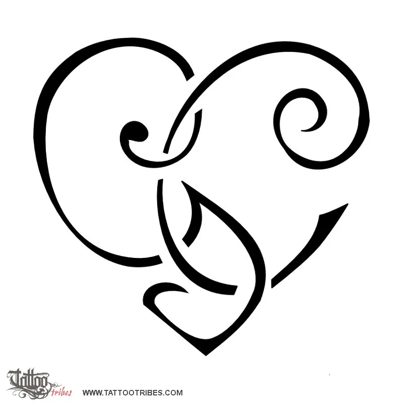 Tattoo image of G+C heart, Bond