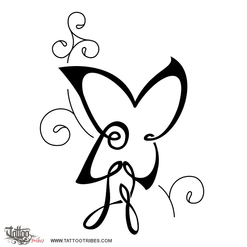 Tattoo image of M+G butterfly, Together forever