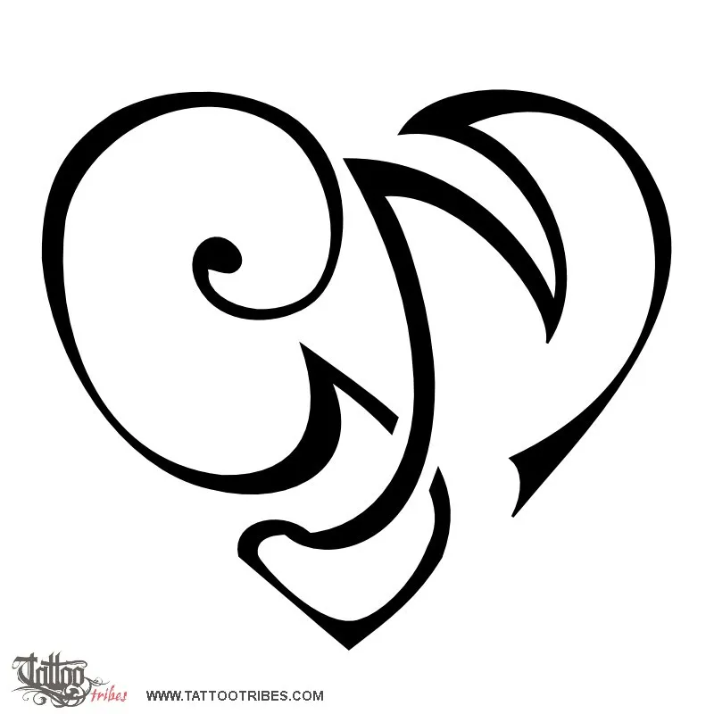 Tattoo image of G+M heart, Bond