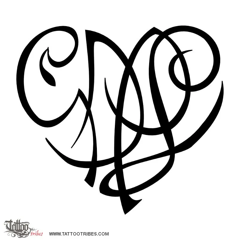 Tattoo image of G+D+P+L heart, Family