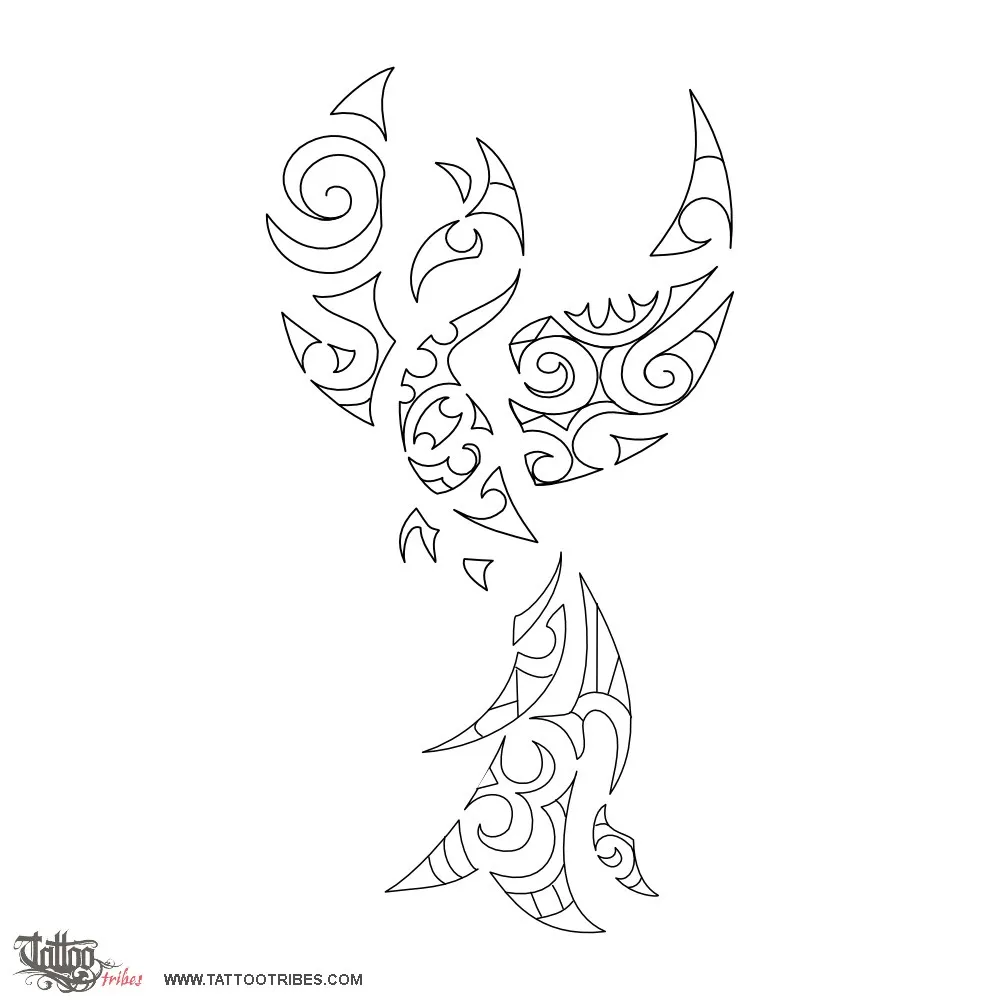 Stencil outline of Small phoenix, Rebirth