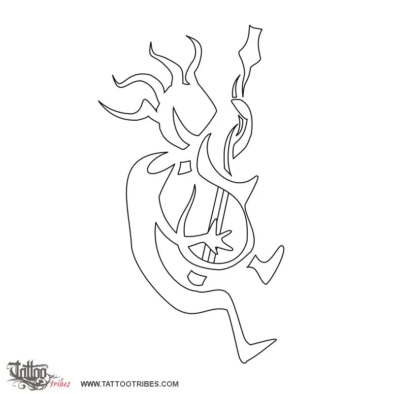 Stencil outline of Guitarist kokopelli, Music, life