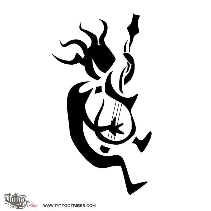 Tattoo image of Guitarist kokopelli, Music, life