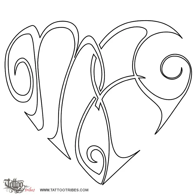 Stencil outline of H + N heartigram, Union