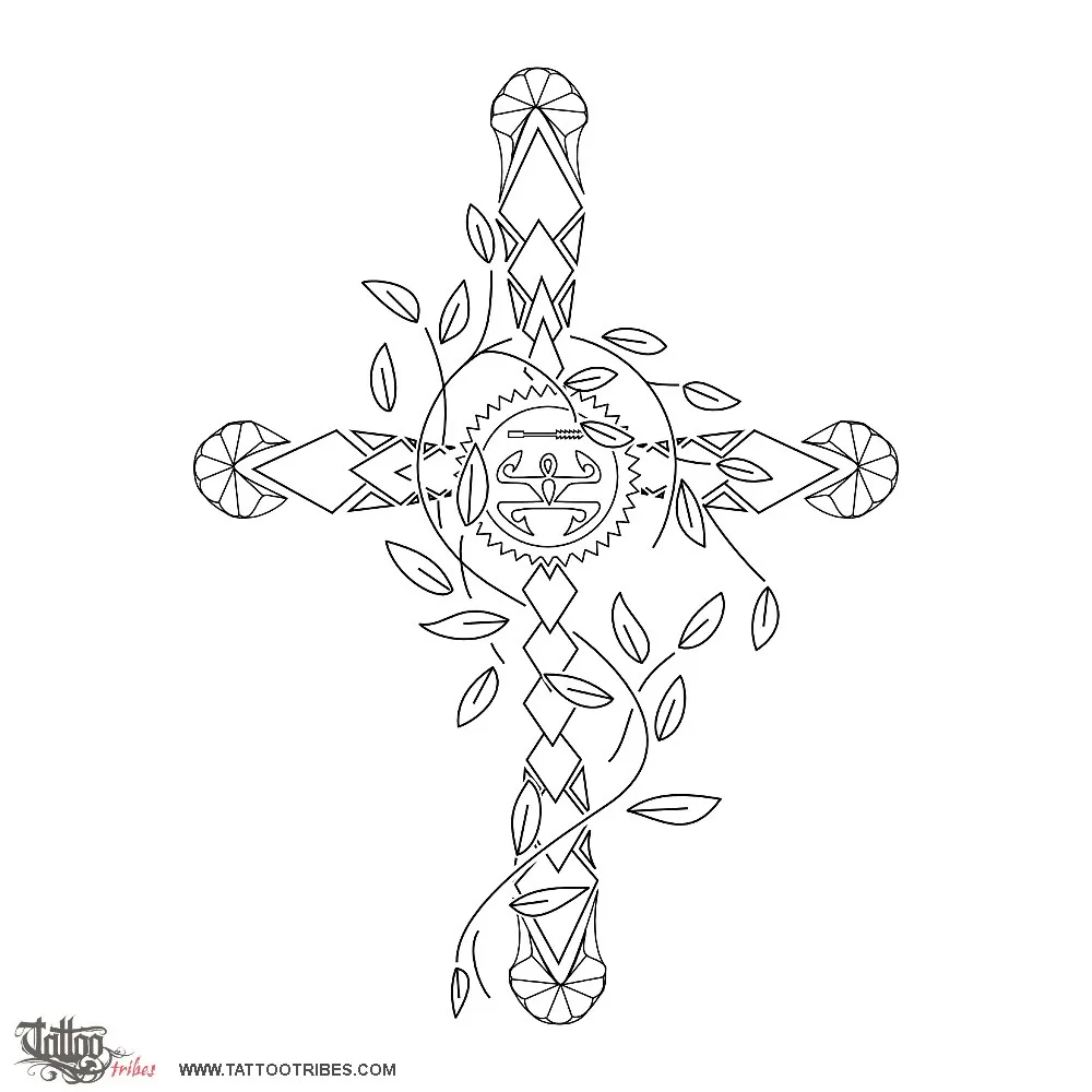 Stencil outline of Hawaiian cross, Protection, family