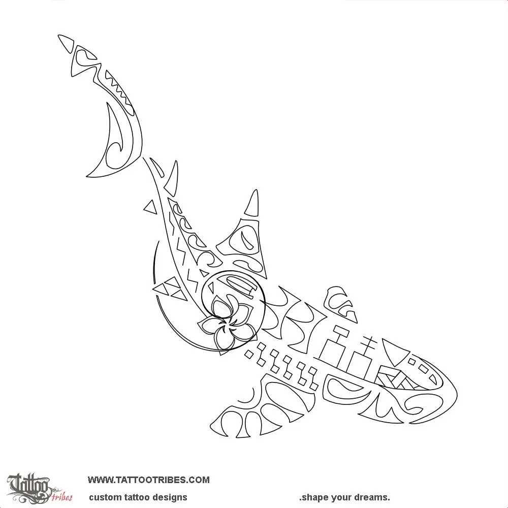 Stencil outline of Ma'o mamaru, Whitetip reef shark