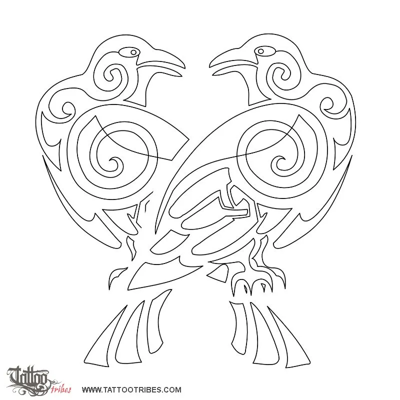 Stencil outline of Huginn and Muninn, Thought and Memory