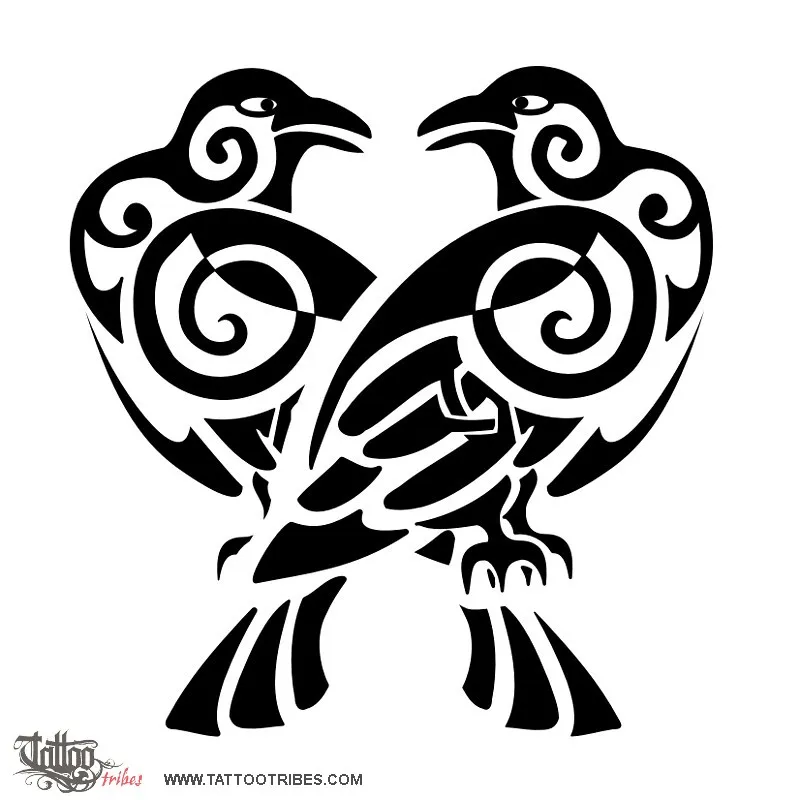Tattoo image of Huginn and Muninn, Thought and Memory
