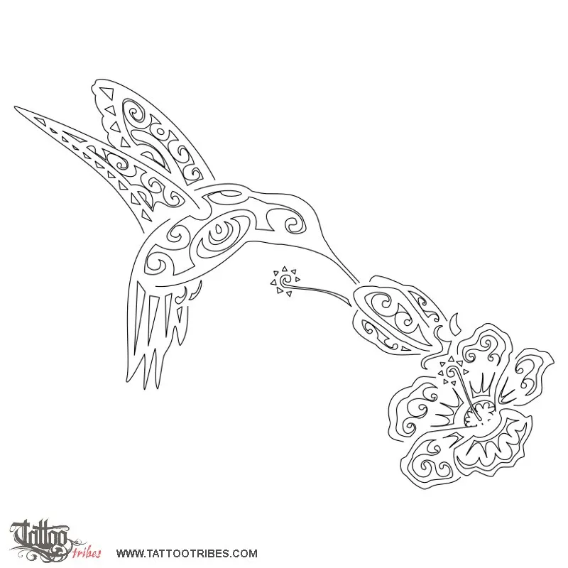 Stencil outline of Hummingbird and hibiscus, Live for the moment