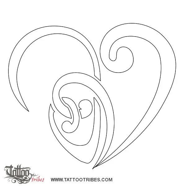 Stencil outline of I+V heart, Love, union