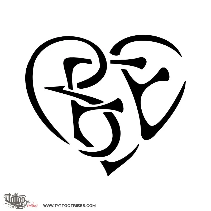 Tattoo image of B+E+E heart, Union
