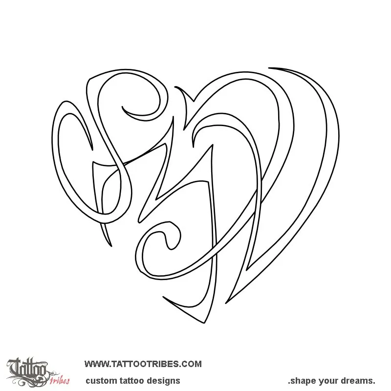 Stencil outline of S+M+I+V Heart, Family