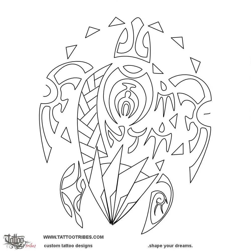 Stencil outline of Honu pa'atore, Leatherback turtle