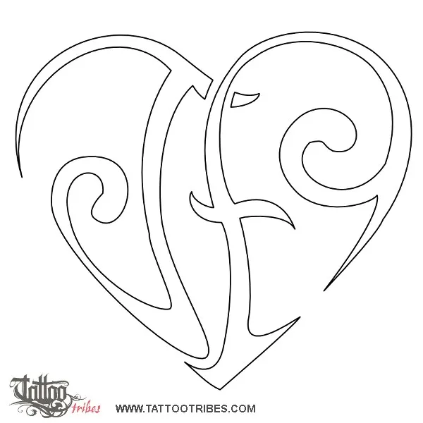 Stencil outline of J+F heart, Union