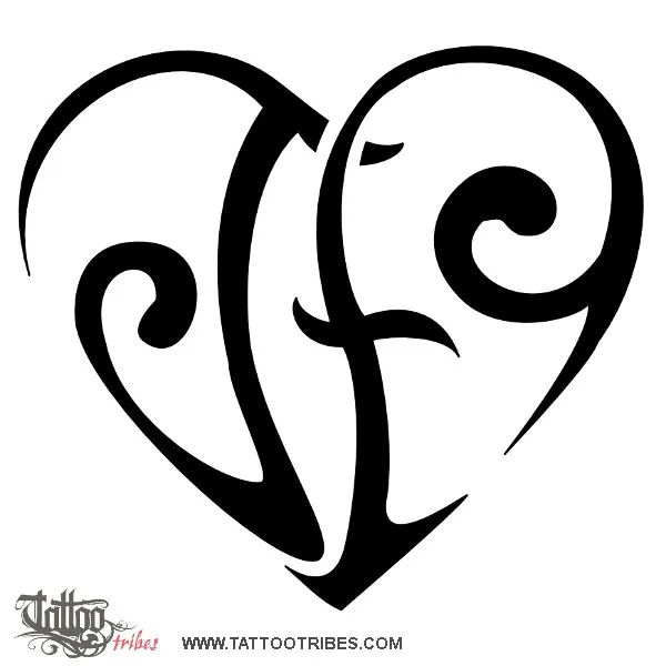 Tattoo image of J+F heart, Union
