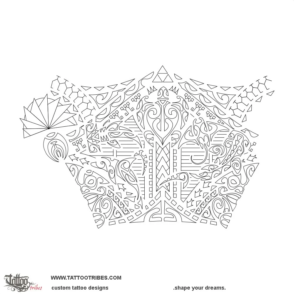 Stencil outline of Moana haauriuri, Deep colored sea