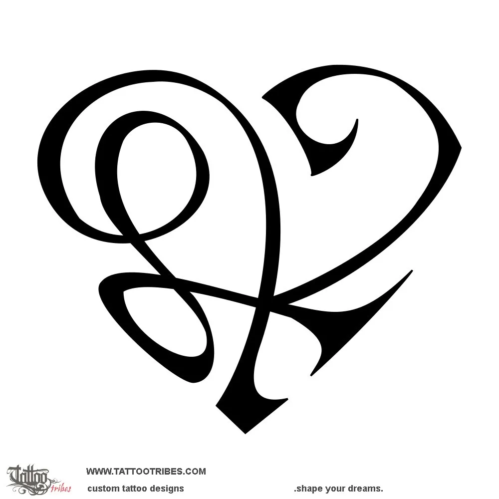 Tattoo image of L+K heart, Loving bond