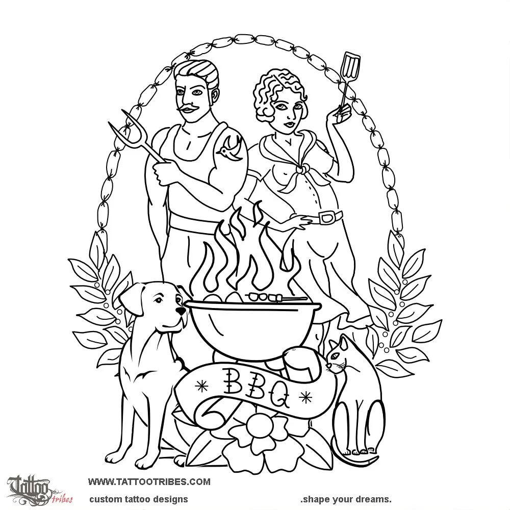 Tattoo image of BBQ, Family time