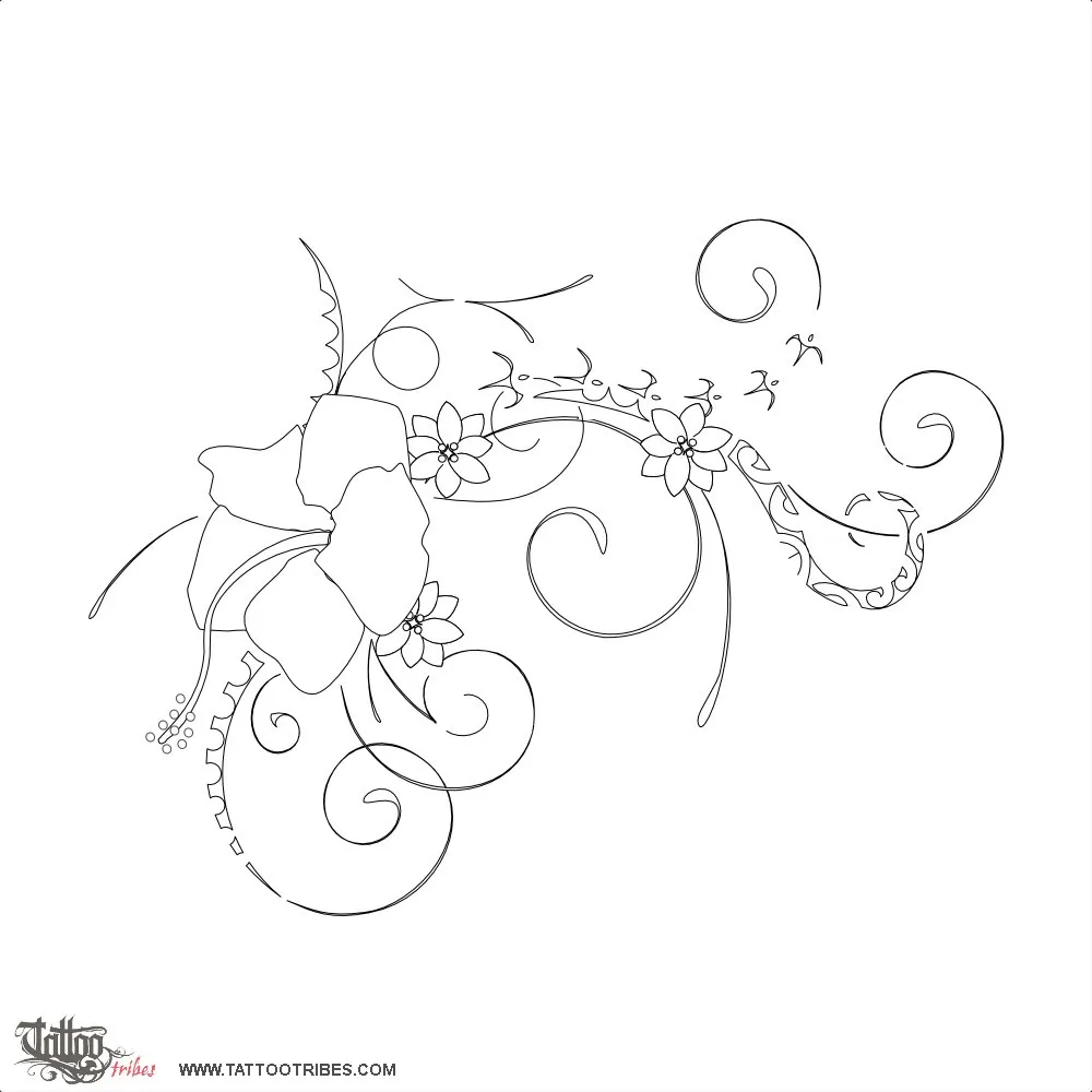 Stencil outline of Flourished vines, Ode to life