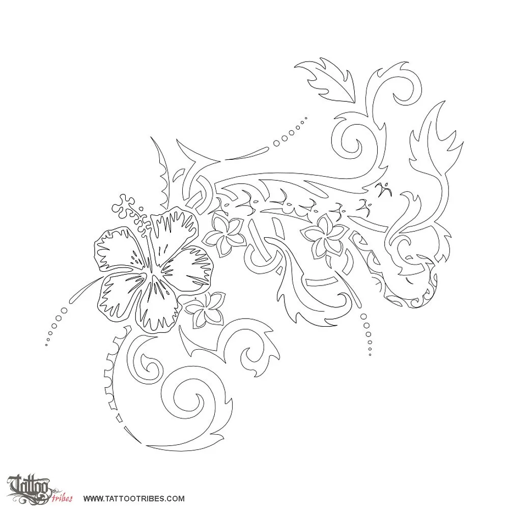 Stencil outline of Flourished vines, Ode to life