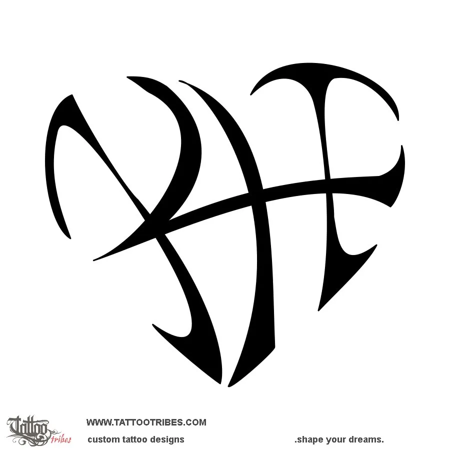 Tattoo image of K+H heart, Bond