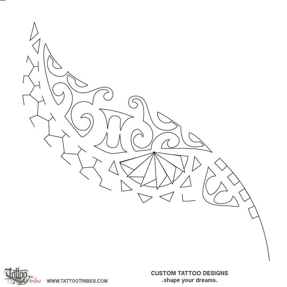 Stencil outline of Matakīrea, Feather,force