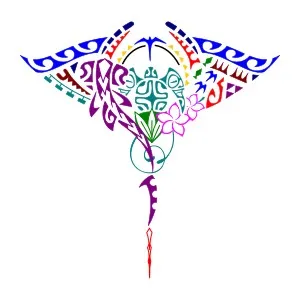 Father and son hummingbirds Polynesian tattoo