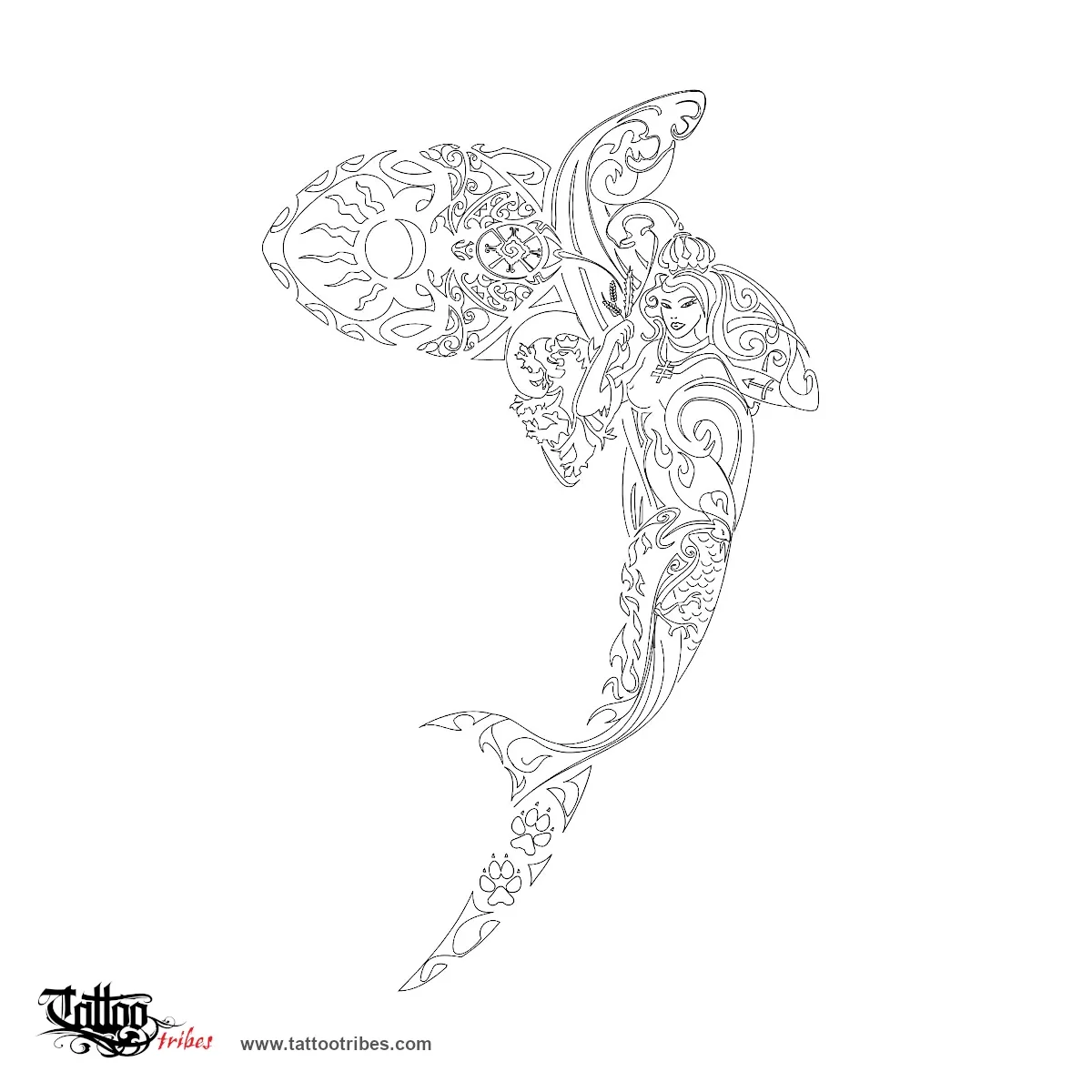 Stencil outline of Composite shark, Water, protection