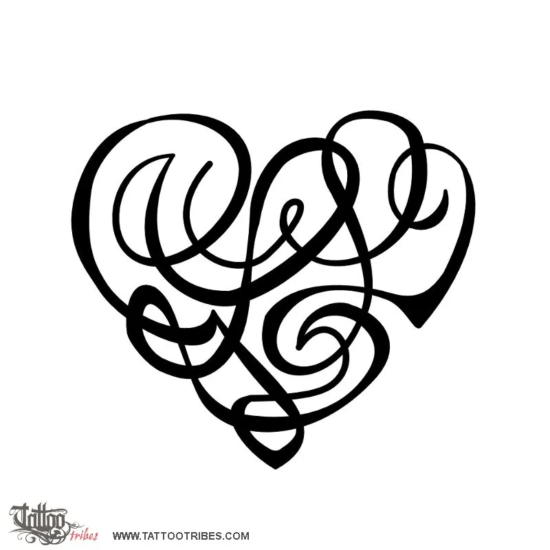 Tattoo image of G+L+L heart, Love
