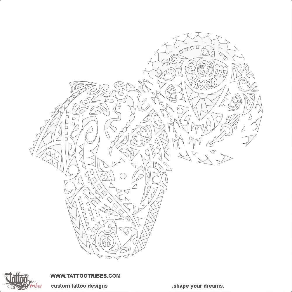 Stencil outline of Ahunga, Origins