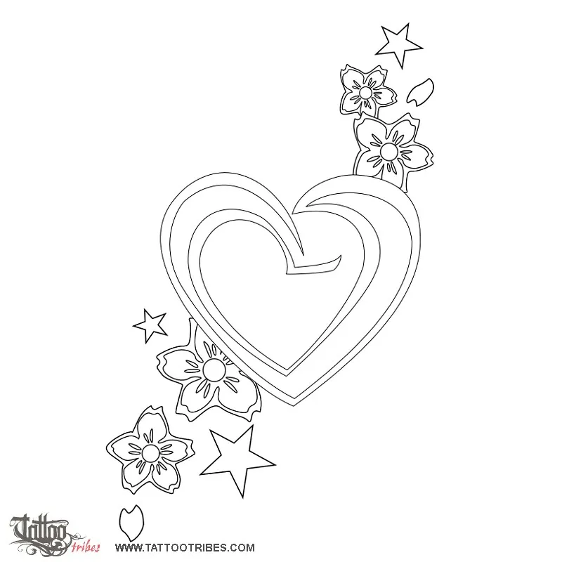 Stencil outline of Concentric hearts, K+L