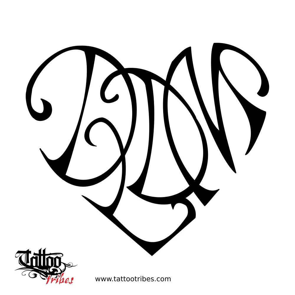 D+D+L+M heart tattoo