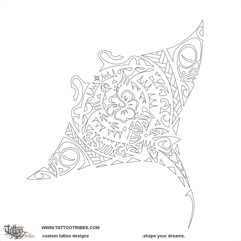 Stencil outline of Manta ray, Daughter