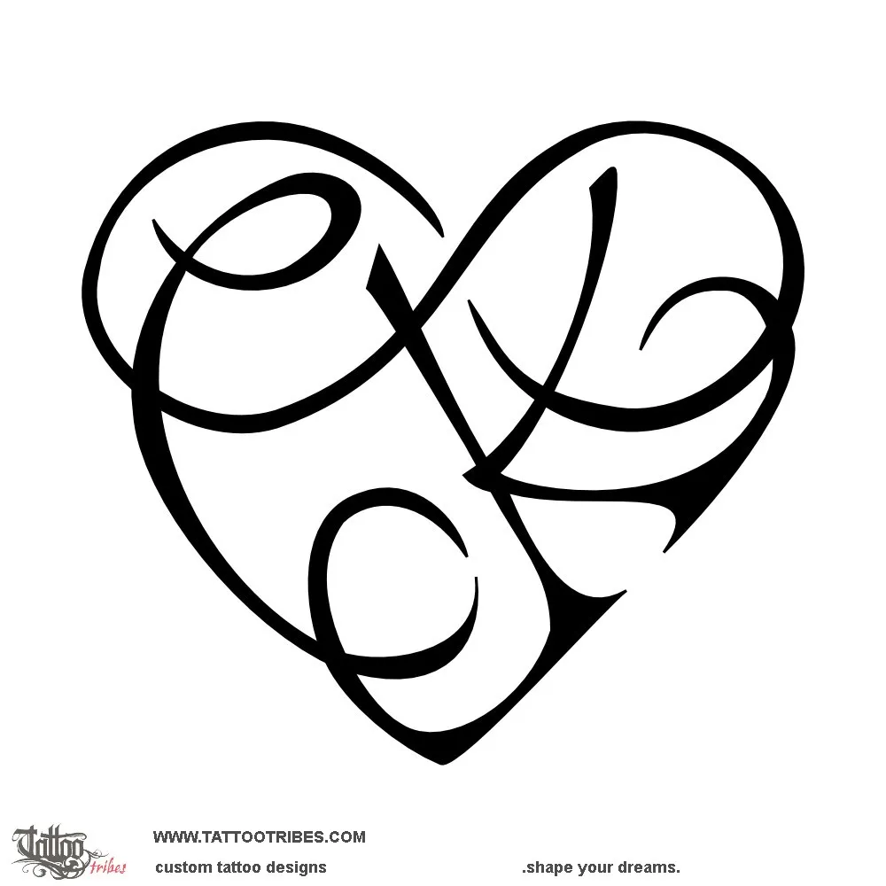 Tattoo image of C+K heart, Infinity