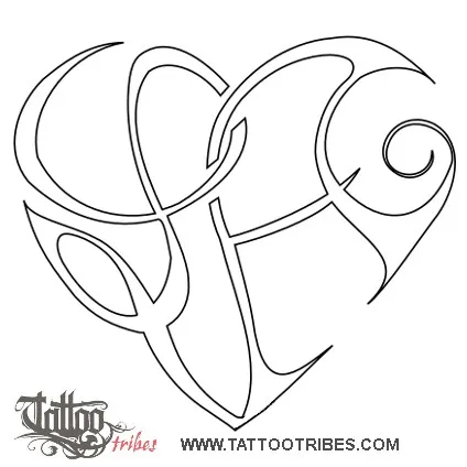 Stencil outline of L+A heart, Heartigram