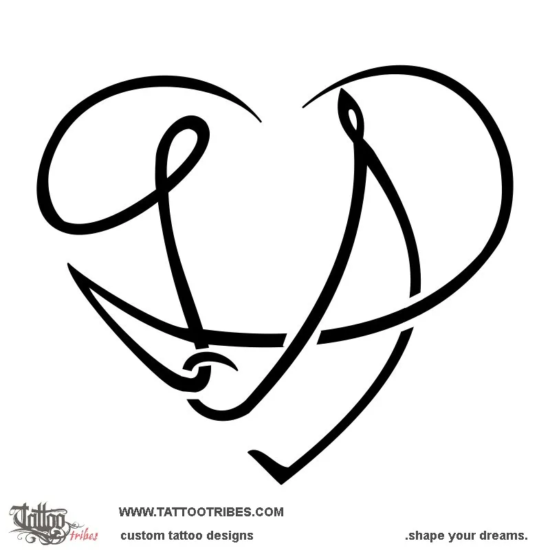 Tattoo image of L+A heart, Union