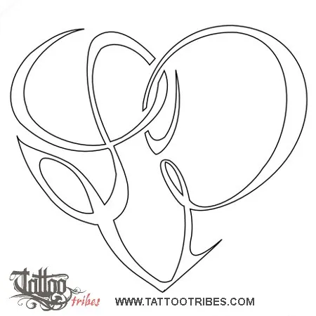 Stencil outline of L+P heart, Heartigram