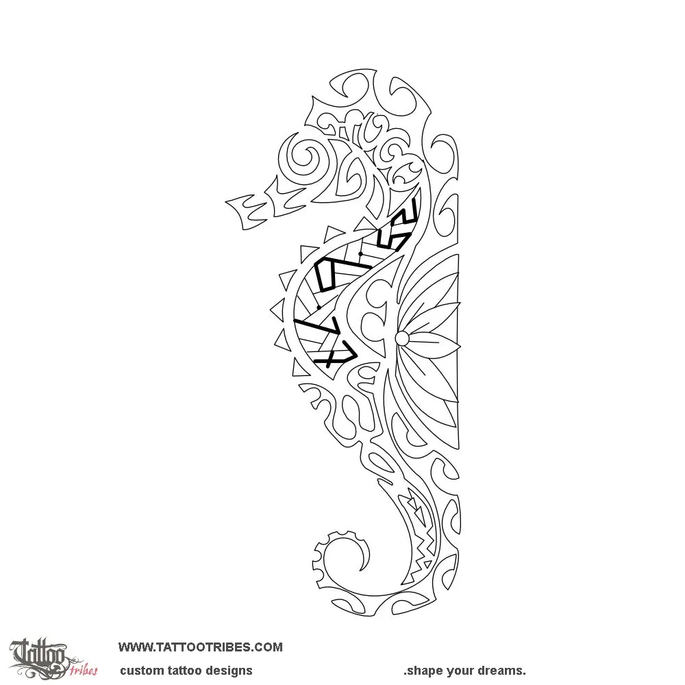 Stencil outline of Kiore moana, Seahorse
