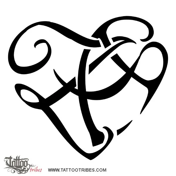 Tattoo image of Z+A heart, Love