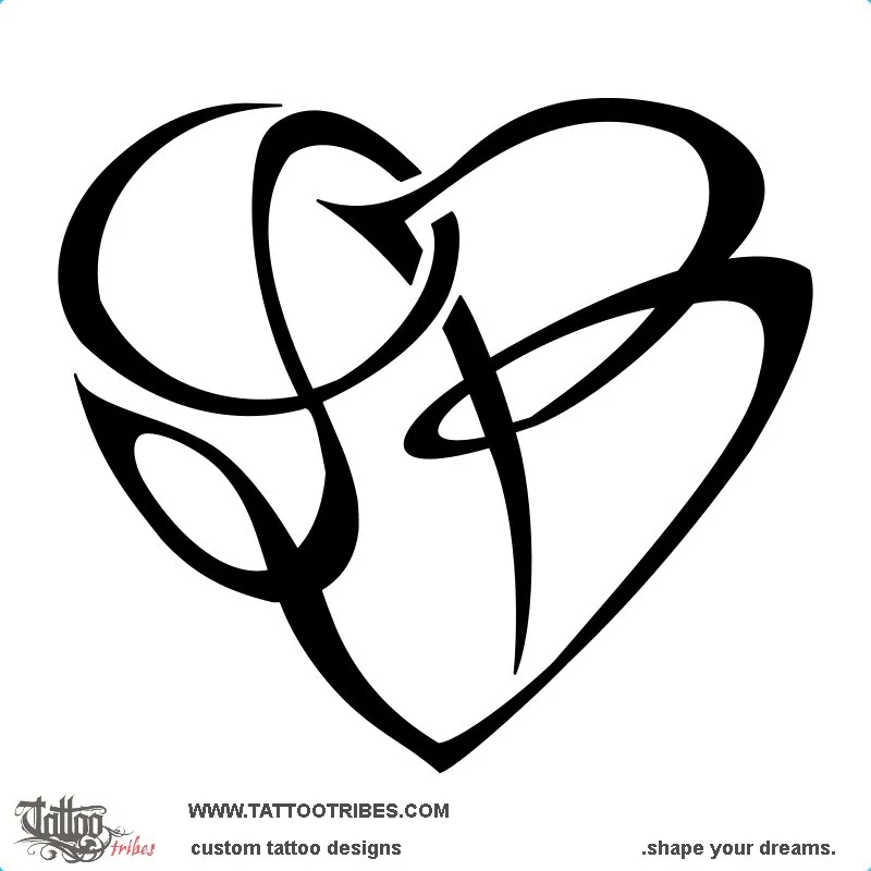 Tattoo image of L+B heart, Union