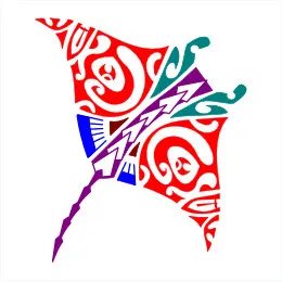 Bold Polynesian manta ray tattoo