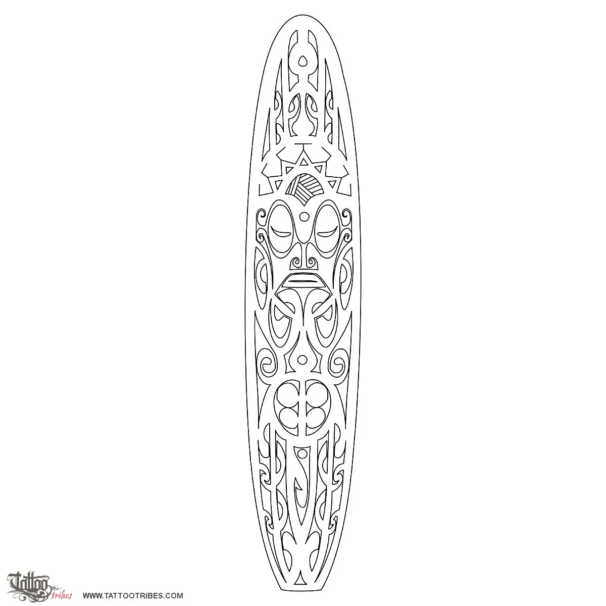 Stencil outline of Longboard, Surf, protection