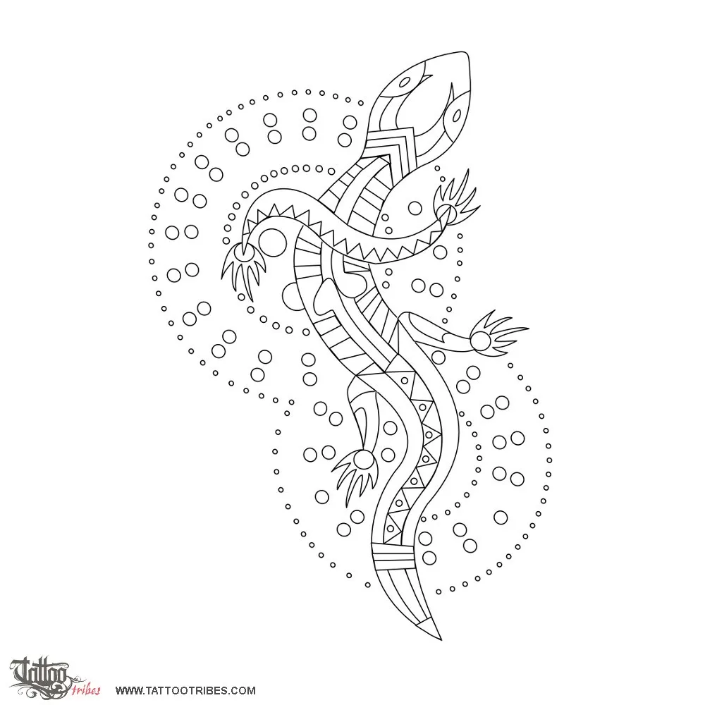 Stencil outline of Aboriginal gecko, Wedding