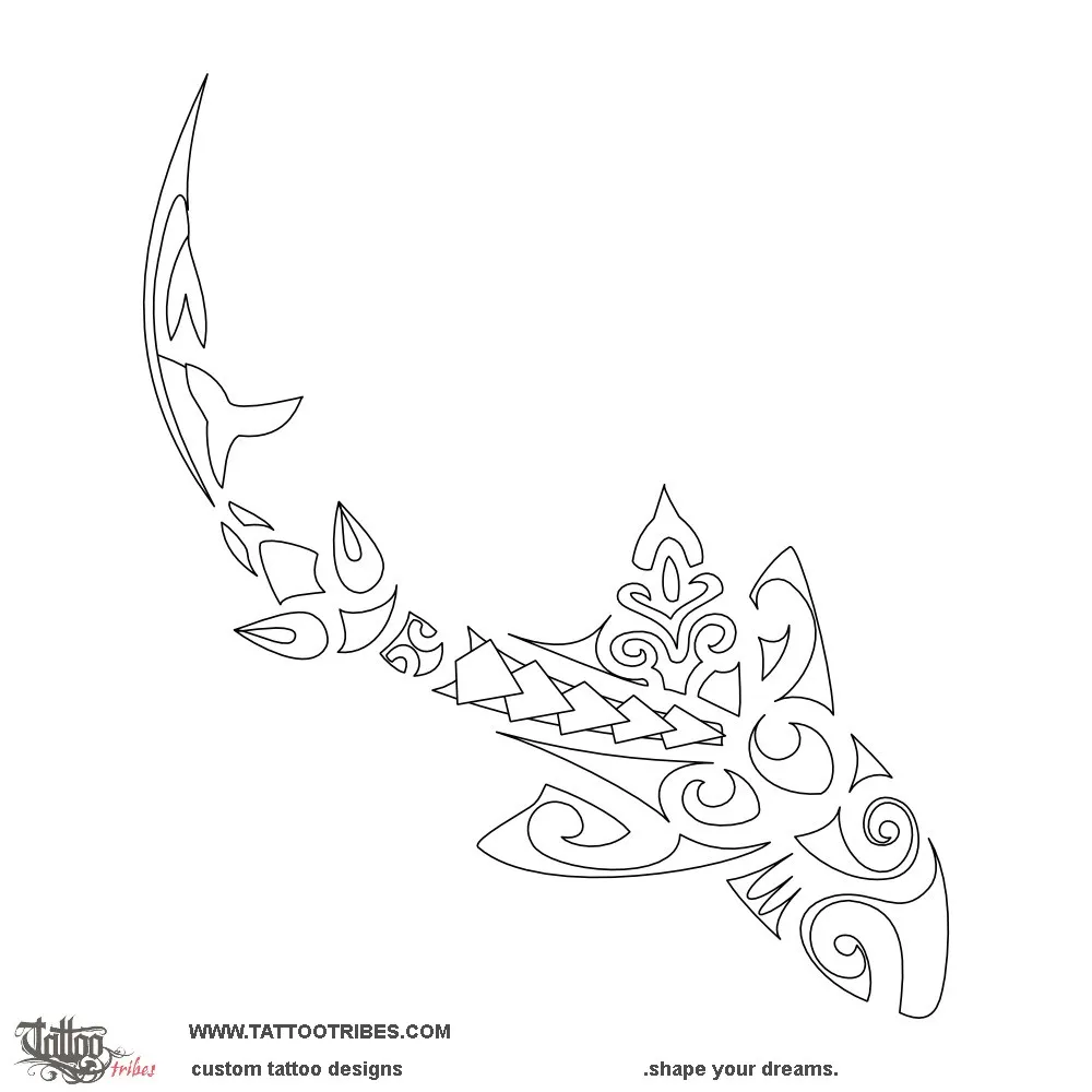 Stencil outline of Mixed shark, Flowing
